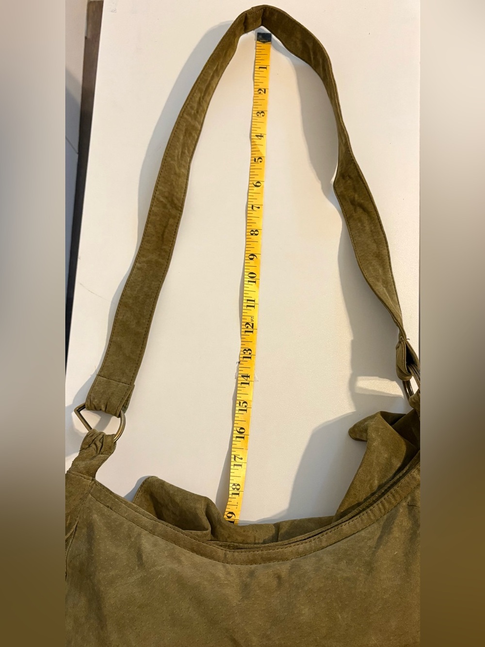 Vintage LIZDEN Olive Green Ruffled Suede Crossbody Shoulder Bag - Picture 4 of 6